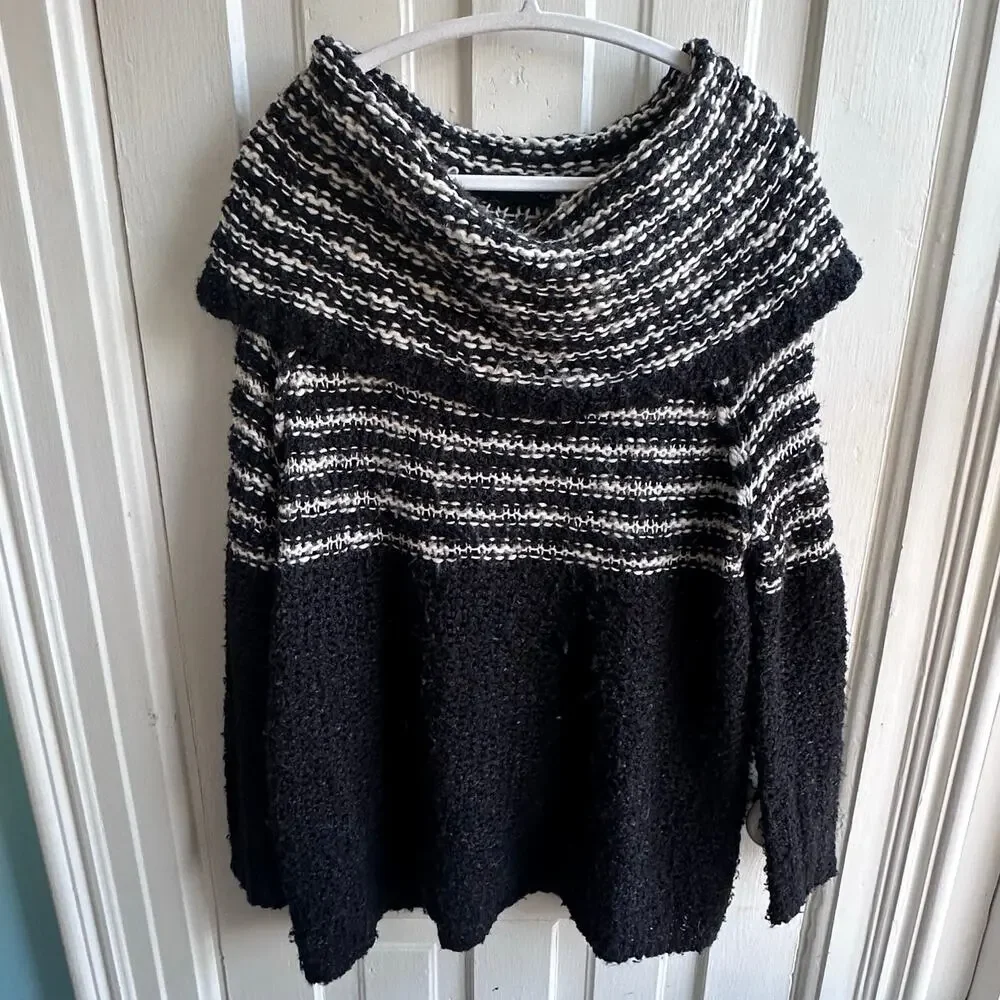 Free People Engineer Stripe Cowl Neck Sweater